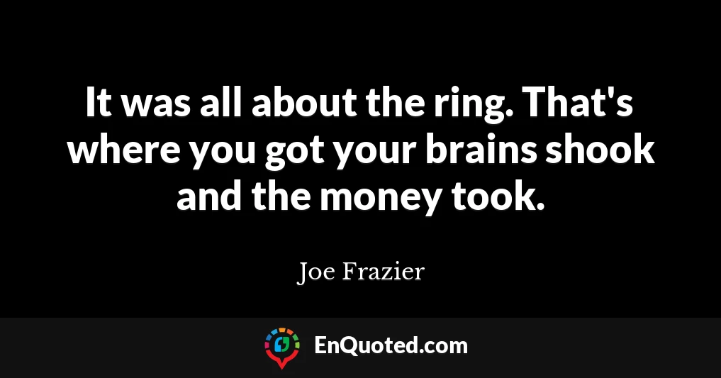 It was all about the ring. That's where you got your brains shook and the money took.