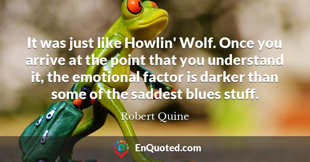 It was just like Howlin' Wolf. Once you arrive at the point that you understand it, the emotional factor is darker than some of the saddest blues stuff.
