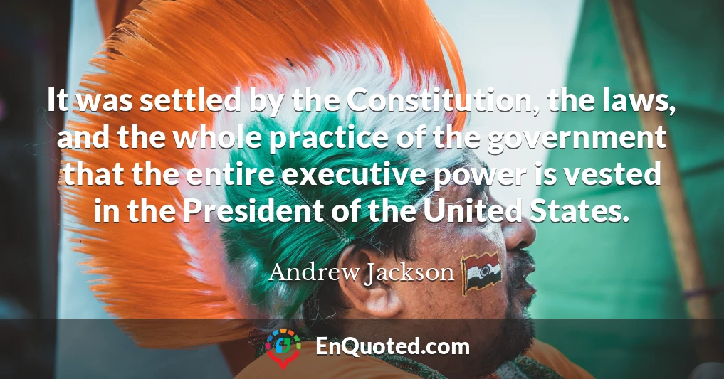 It was settled by the Constitution, the laws, and the whole practice of the government that the entire executive power is vested in the President of the United States.