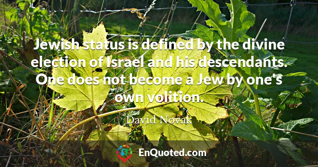 Jewish status is defined by the divine election of Israel and his descendants. One does not become a Jew by one's own volition.