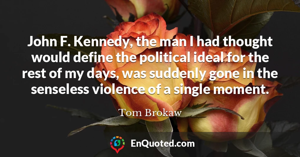 John F. Kennedy, the man I had thought would define the political ideal for the rest of my days, was suddenly gone in the senseless violence of a single moment.