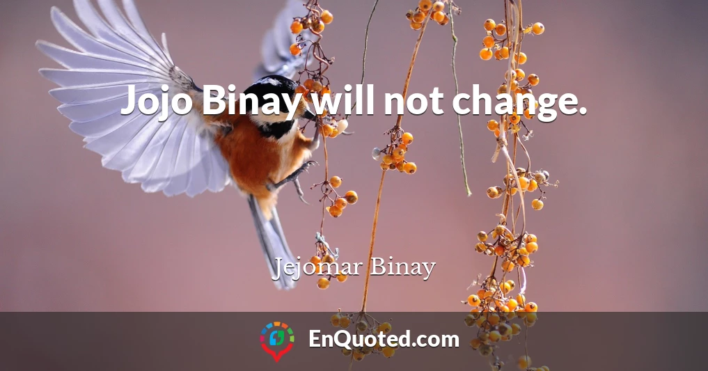 Jojo Binay will not change.