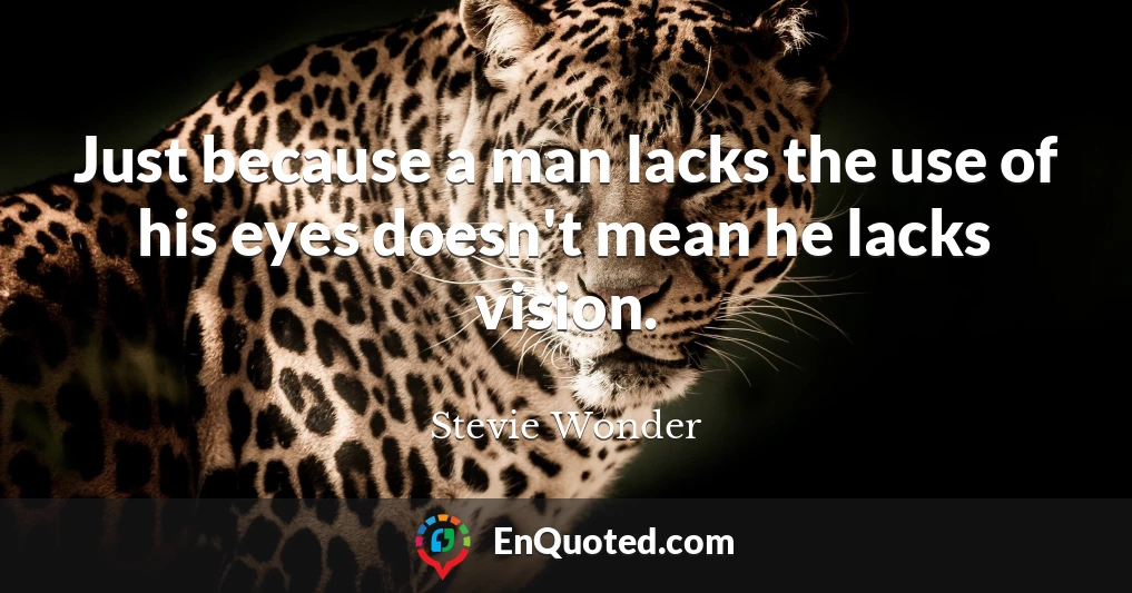 Just because a man lacks the use of his eyes doesn't mean he lacks vision.