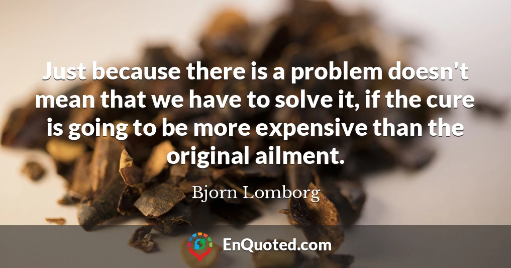 Just because there is a problem doesn't mean that we have to solve it, if the cure is going to be more expensive than the original ailment.