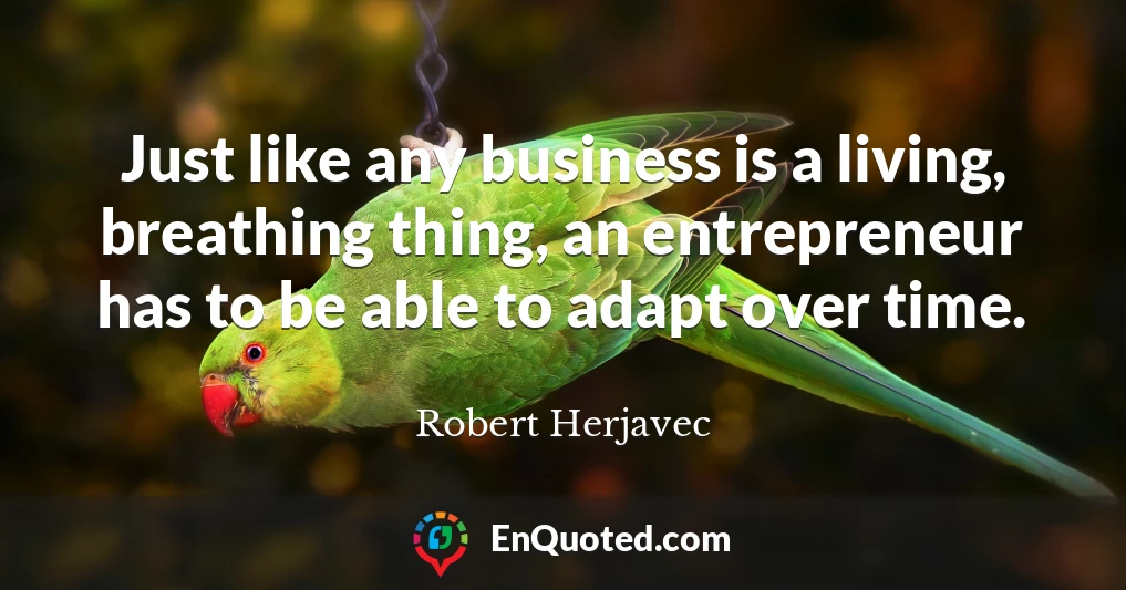 Just like any business is a living, breathing thing, an entrepreneur has to be able to adapt over time.