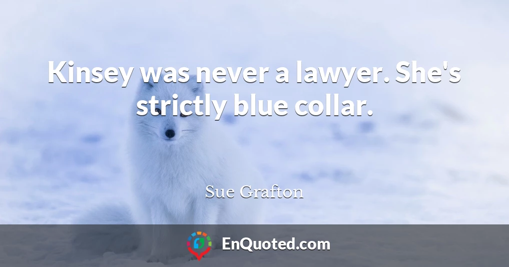 Kinsey was never a lawyer. She's strictly blue collar.