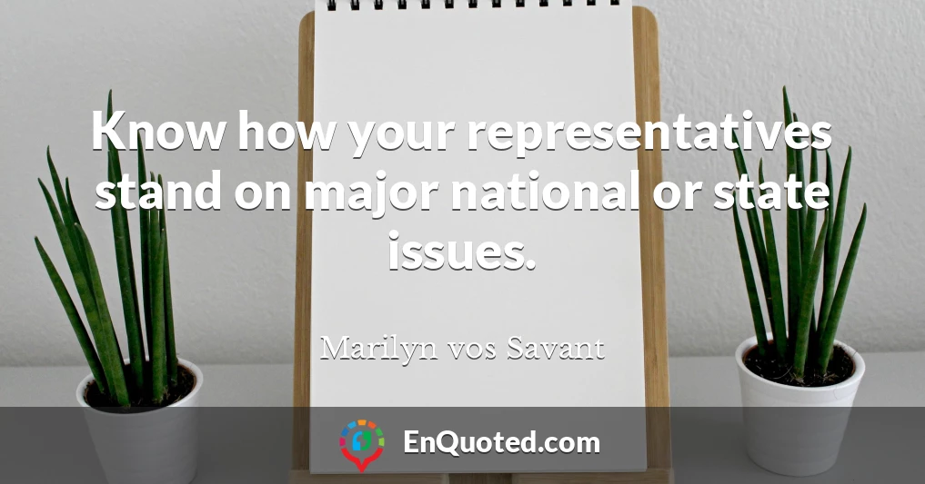 Know how your representatives stand on major national or state issues.