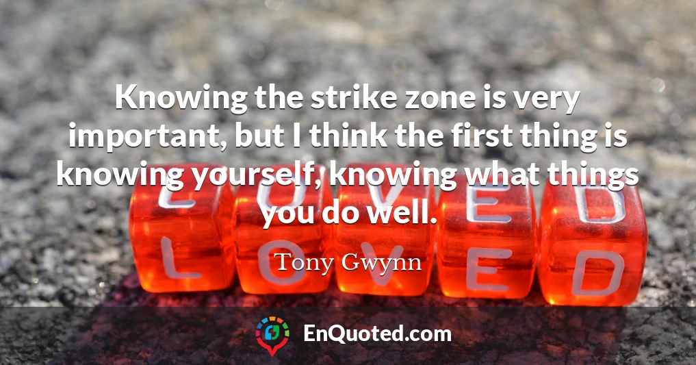 Knowing the strike zone is very important, but I think the first thing is knowing yourself, knowing what things you do well.