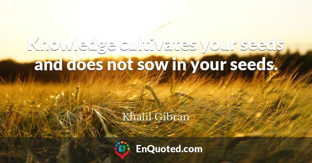 Knowledge cultivates your seeds and does not sow in your seeds.