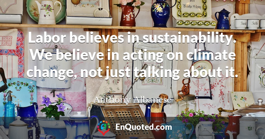 Labor believes in sustainability. We believe in acting on climate change, not just talking about it.