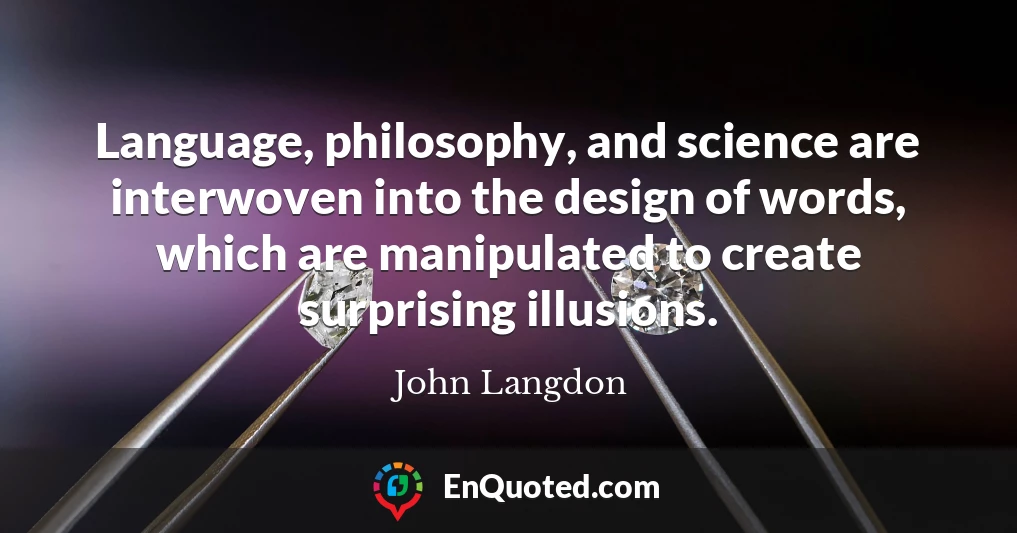 Language, philosophy, and science are interwoven into the design of words, which are manipulated to create surprising illusions.