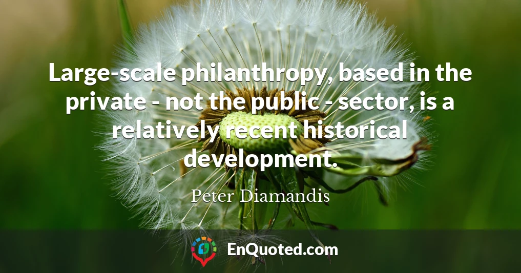Large-scale philanthropy, based in the private - not the public - sector, is a relatively recent historical development.