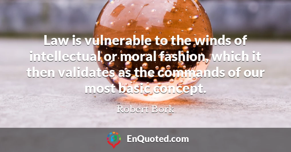 Law is vulnerable to the winds of intellectual or moral fashion, which it then validates as the commands of our most basic concept.