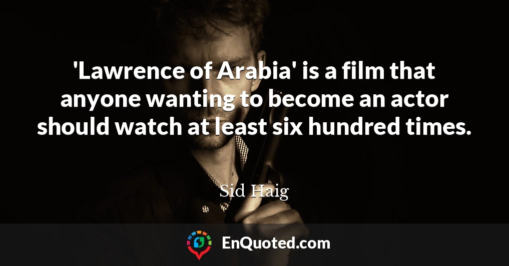 'Lawrence of Arabia' is a film that anyone wanting to become an actor should watch at least six hundred times.