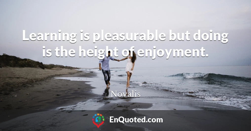 Learning is pleasurable but doing is the height of enjoyment.