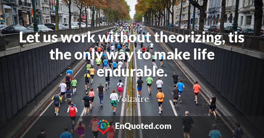 Let us work without theorizing, tis the only way to make life endurable.