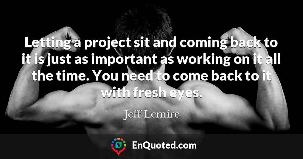 Letting a project sit and coming back to it is just as important as working on it all the time. You need to come back to it with fresh eyes.