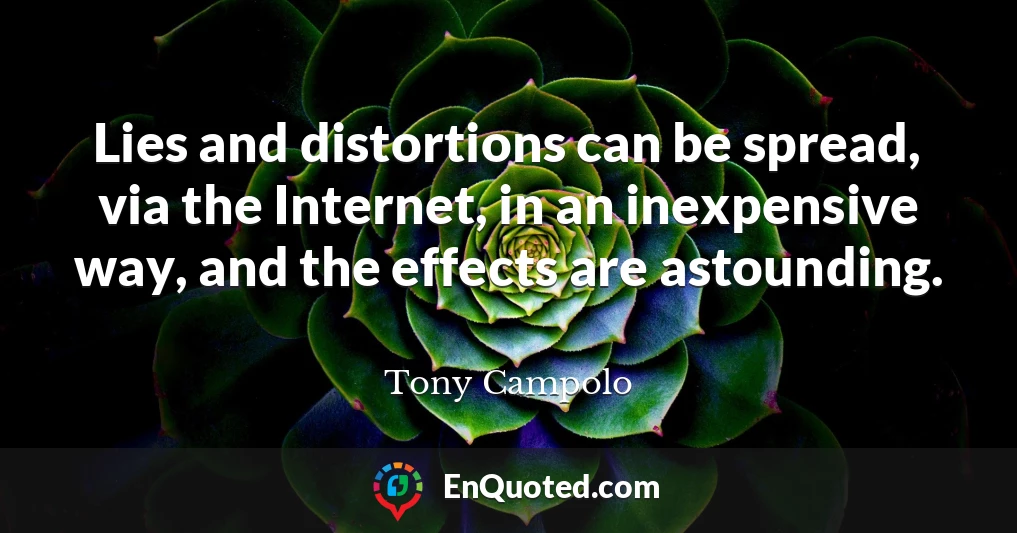 Lies and distortions can be spread, via the Internet, in an inexpensive way, and the effects are astounding.
