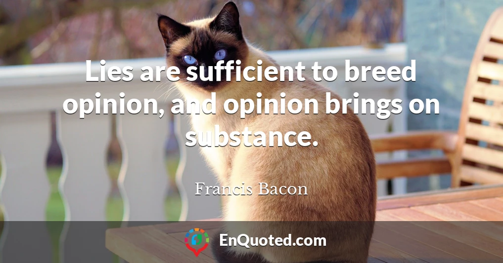 Lies are sufficient to breed opinion, and opinion brings on substance.