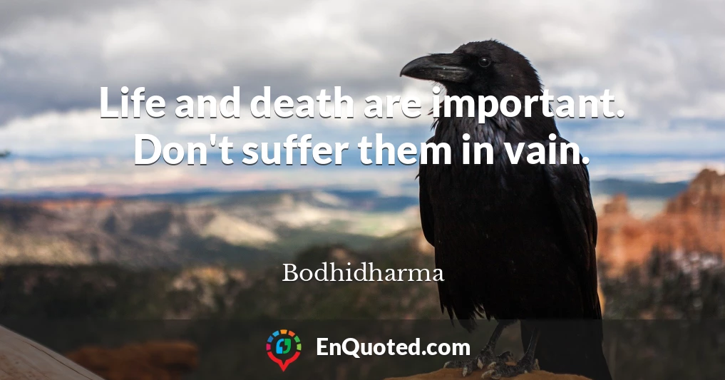 Life and death are important. Don't suffer them in vain.