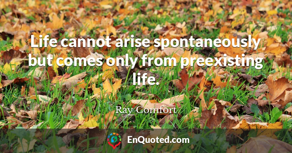 Life cannot arise spontaneously but comes only from preexisting life.