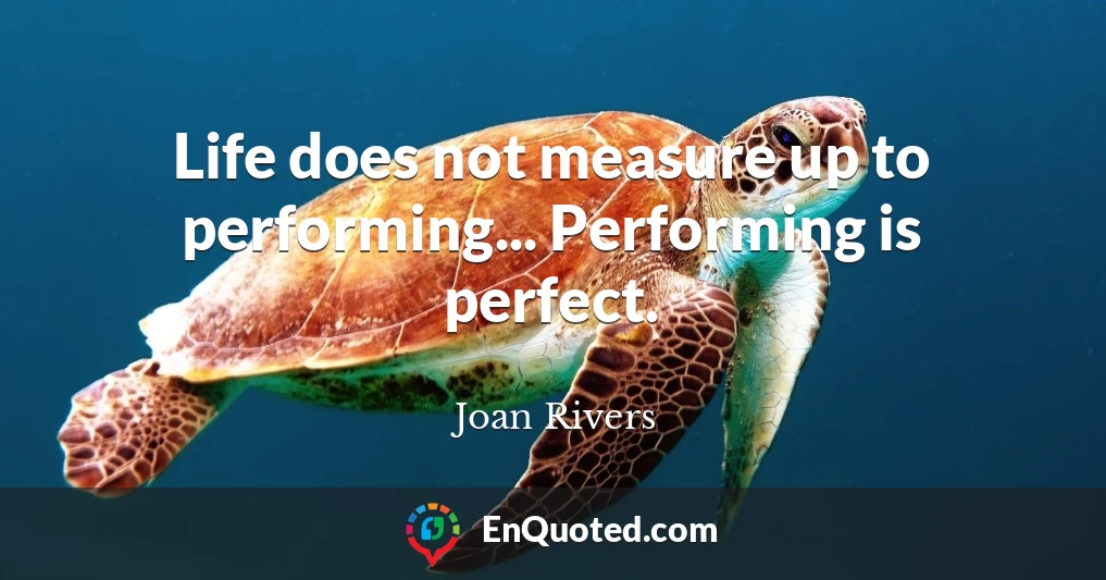 Life does not measure up to performing... Performing is perfect.