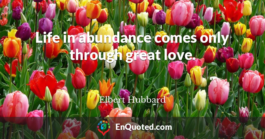 Life in abundance comes only through great love.