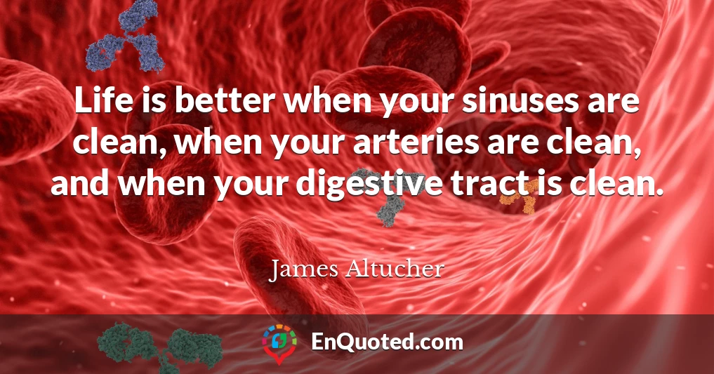 Life is better when your sinuses are clean, when your arteries are clean, and when your digestive tract is clean.