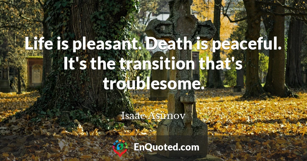 Life is pleasant. Death is peaceful. It's the transition that's troublesome.