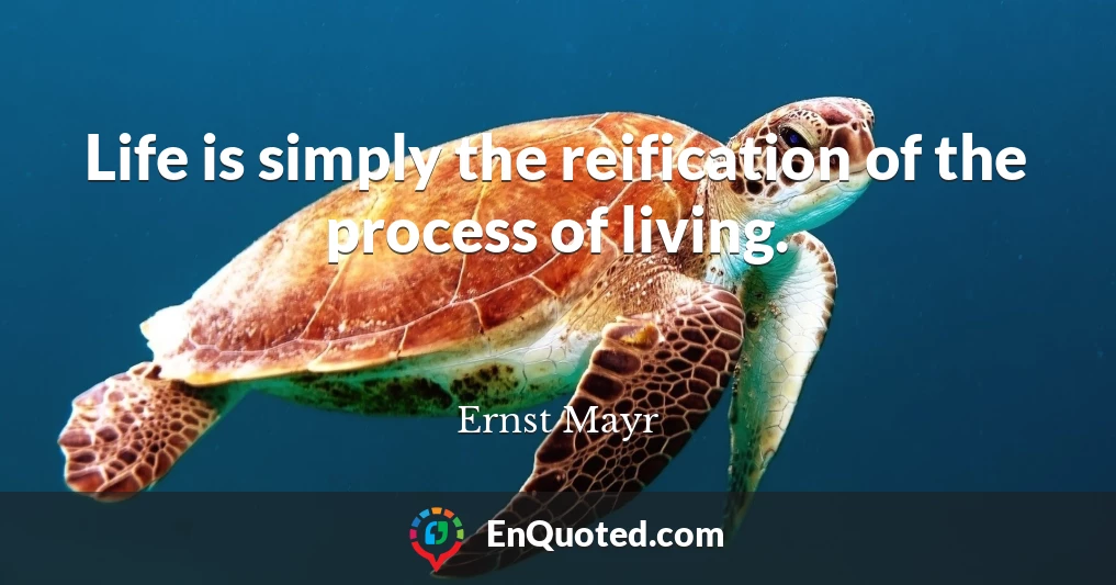 Life is simply the reification of the process of living.