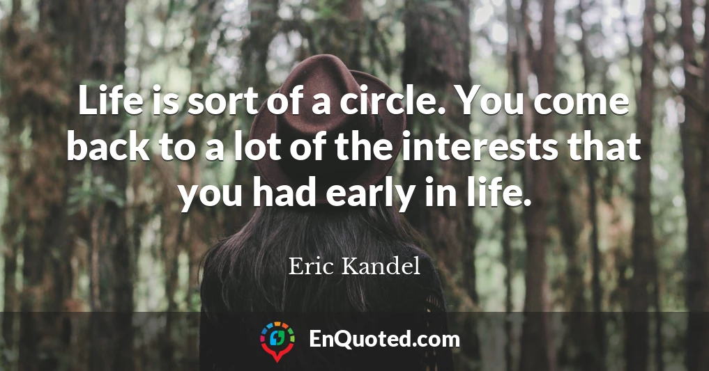 Life is sort of a circle. You come back to a lot of the interests that you had early in life.