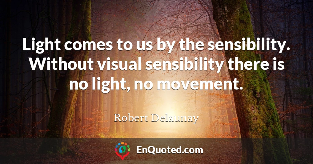 Light comes to us by the sensibility. Without visual sensibility there is no light, no movement.