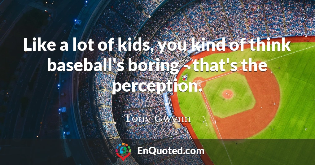 Like a lot of kids, you kind of think baseball's boring - that's the perception.