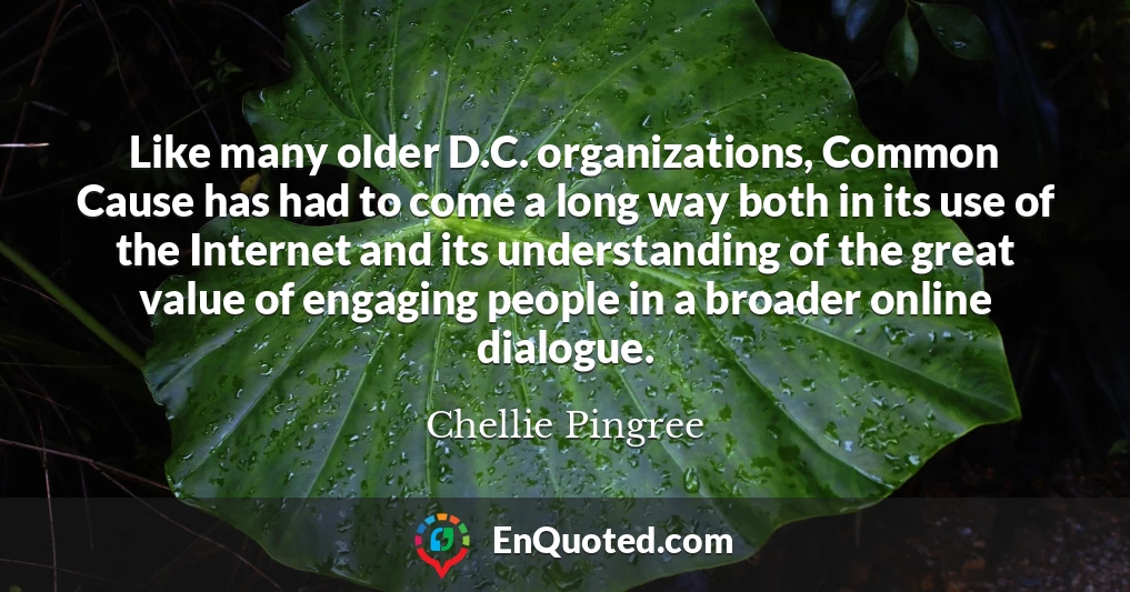 Like many older D.C. organizations, Common Cause has had to come a long way both in its use of the Internet and its understanding of the great value of engaging people in a broader online dialogue.