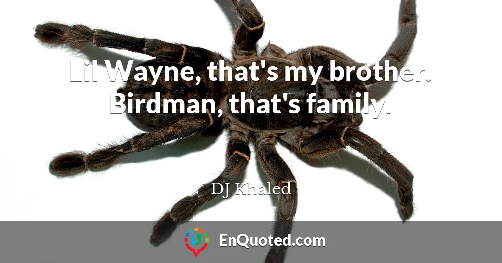 Lil Wayne, that's my brother. Birdman, that's family.