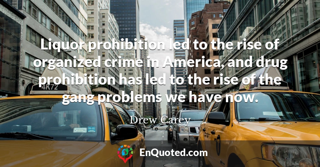 Liquor prohibition led to the rise of organized crime in America, and drug prohibition has led to the rise of the gang problems we have now.