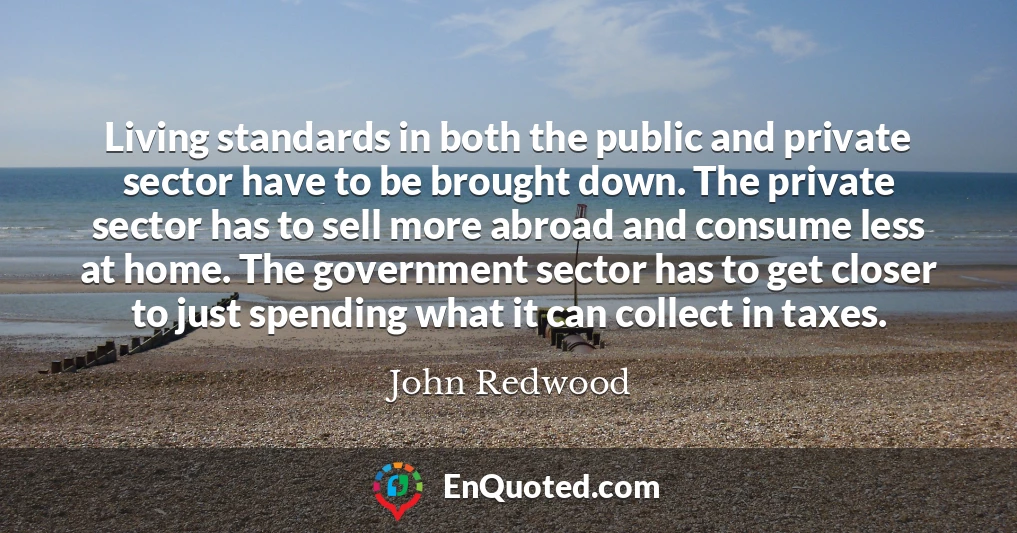 Living standards in both the public and private sector have to be brought down. The private sector has to sell more abroad and consume less at home. The government sector has to get closer to just spending what it can collect in taxes.