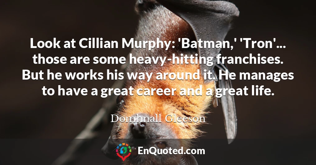 Look at Cillian Murphy: 'Batman,' 'Tron'... those are some heavy-hitting franchises. But he works his way around it. He manages to have a great career and a great life.