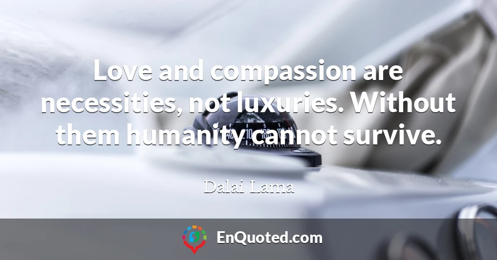 Love and compassion are necessities, not luxuries. Without them humanity cannot survive.