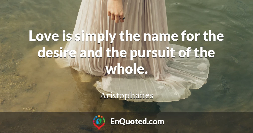 Love is simply the name for the desire and the pursuit of the whole.