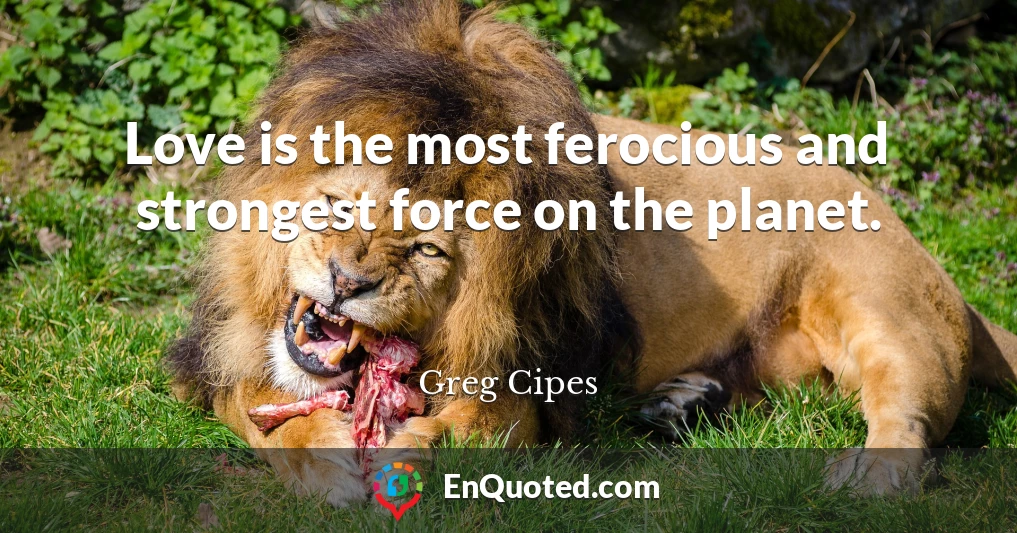 Love is the most ferocious and strongest force on the planet.
