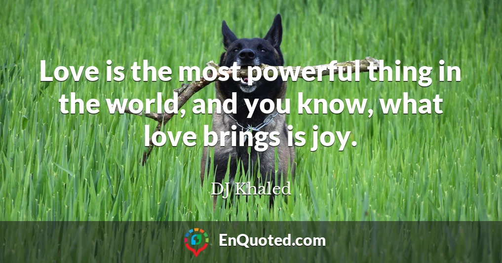 Love is the most powerful thing in the world, and you know, what love brings is joy.