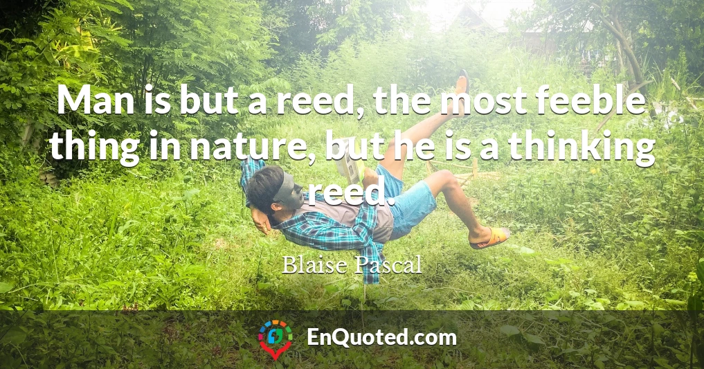 Man is but a reed, the most feeble thing in nature, but he is a thinking reed.