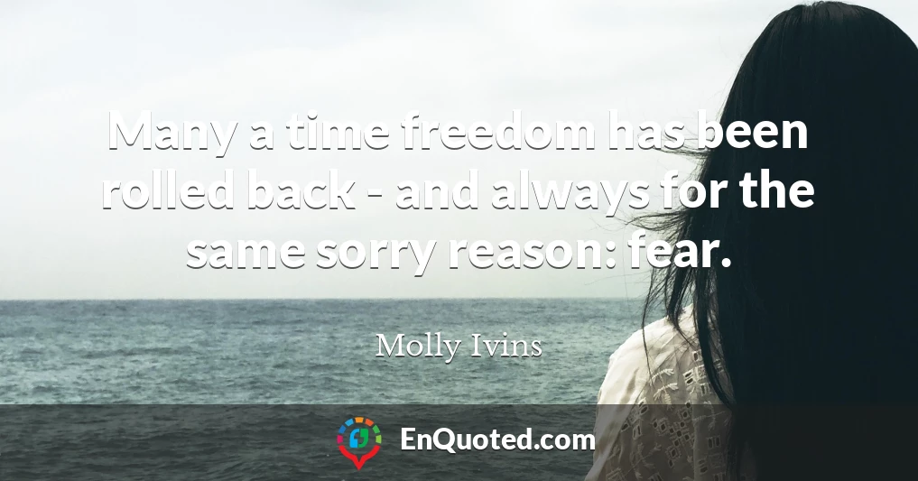 Many a time freedom has been rolled back - and always for the same sorry reason: fear.