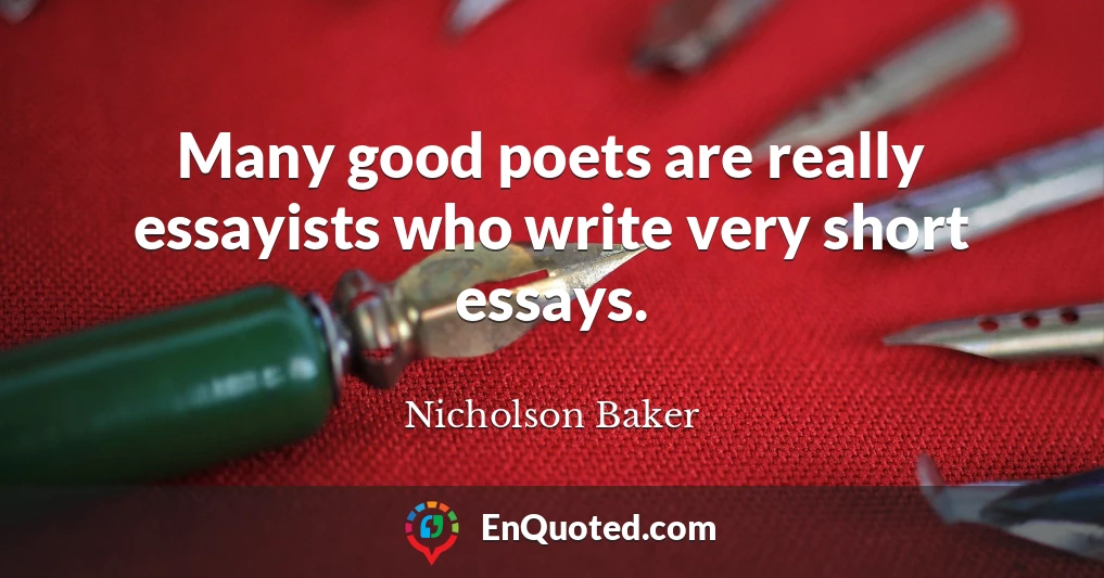 Many good poets are really essayists who write very short essays.