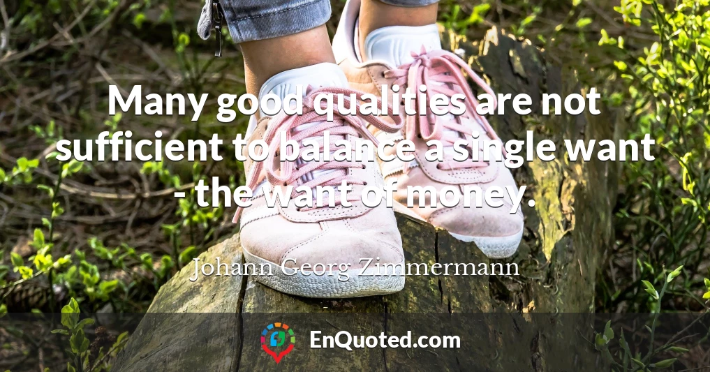Many good qualities are not sufficient to balance a single want - the want of money.