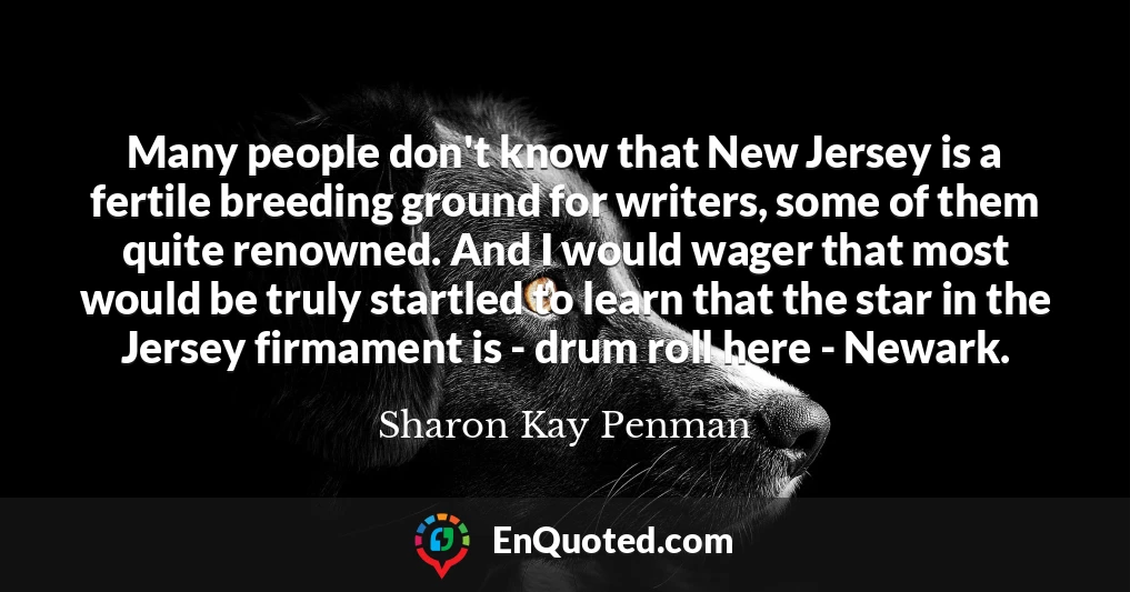 Many people don't know that New Jersey is a fertile breeding ground for writers, some of them quite renowned. And I would wager that most would be truly startled to learn that the star in the Jersey firmament is - drum roll here - Newark.