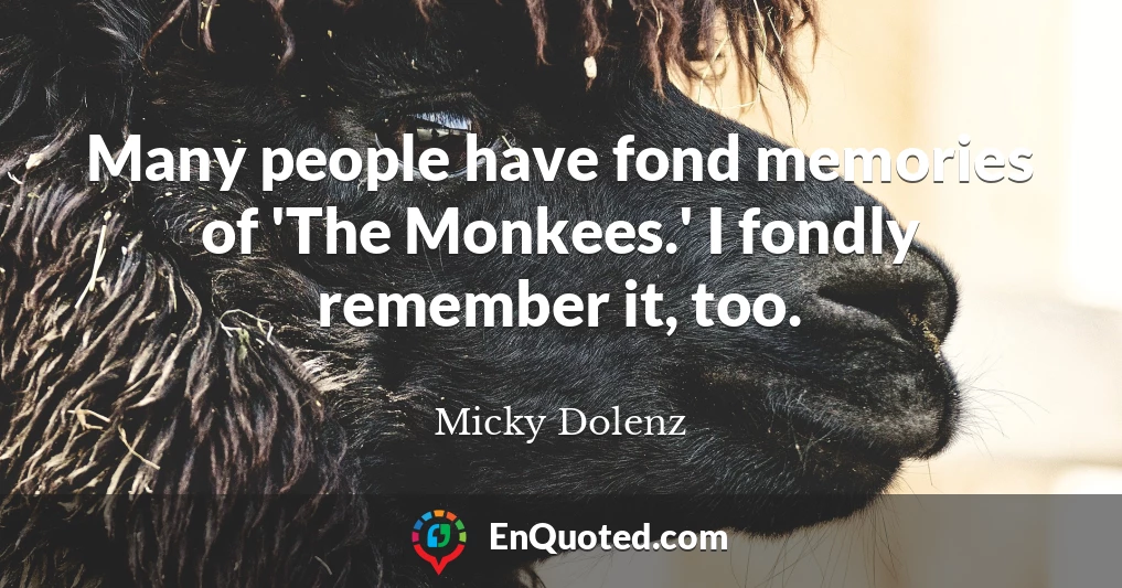 Many people have fond memories of 'The Monkees.' I fondly remember it, too.