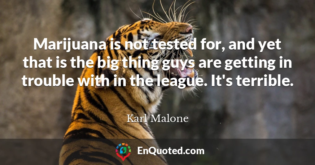 Marijuana is not tested for, and yet that is the big thing guys are getting in trouble with in the league. It's terrible.