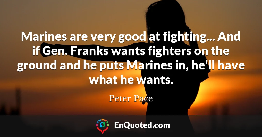 Marines are very good at fighting... And if Gen. Franks wants fighters on the ground and he puts Marines in, he'll have what he wants.